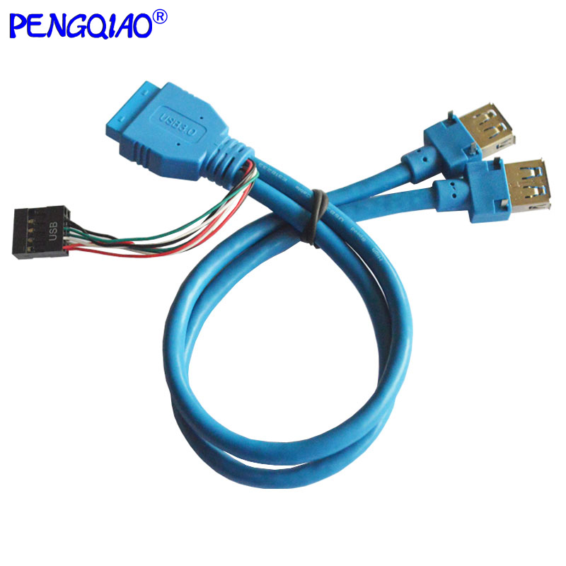 USB3.0 IDC20pin线 IDC母头转双USB母头带定位脚工控机
